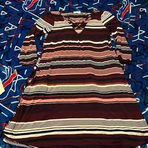 Women’s purple & black striped Socialite 3/4 sleeve dress